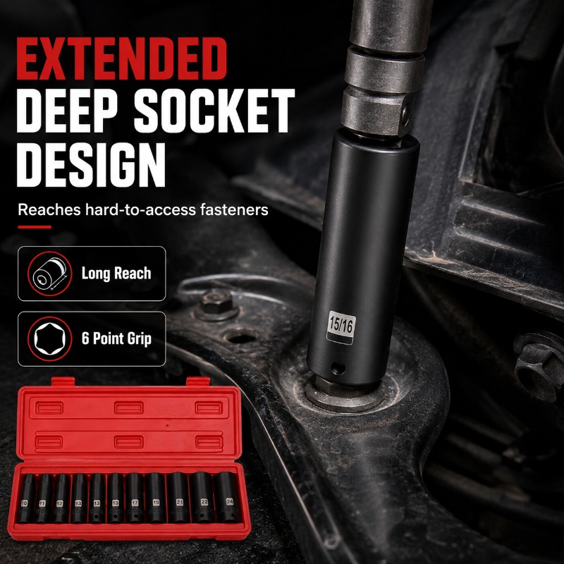 11Pcs Deep Impact Socket Set 1 - Pneumatic Impact Wrench recension och pris